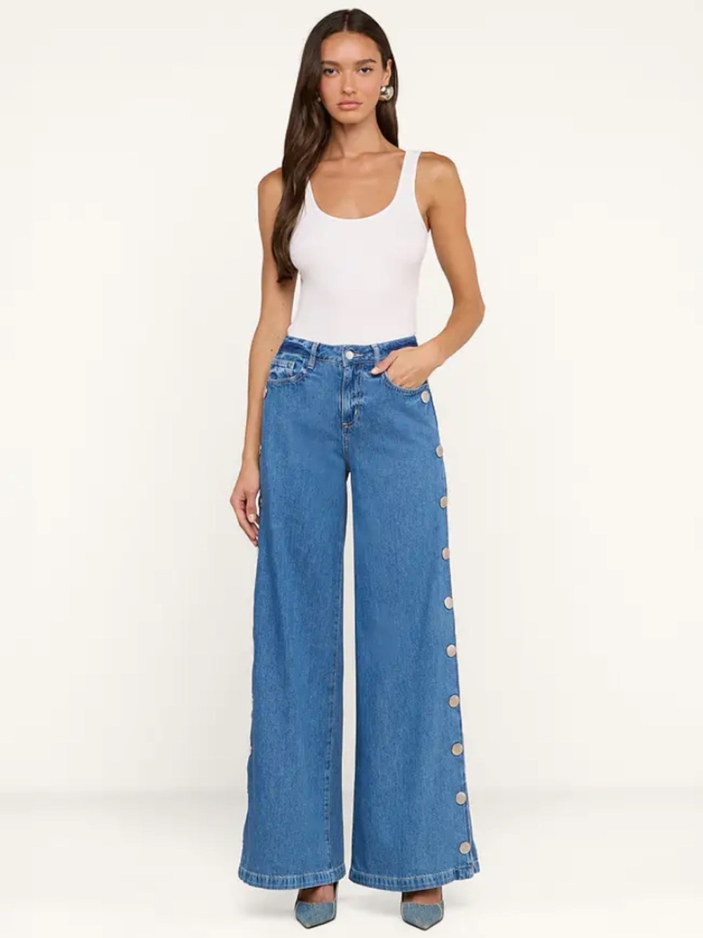 NWOT! L’Agence Jennings Snap Wide-Leg Jean